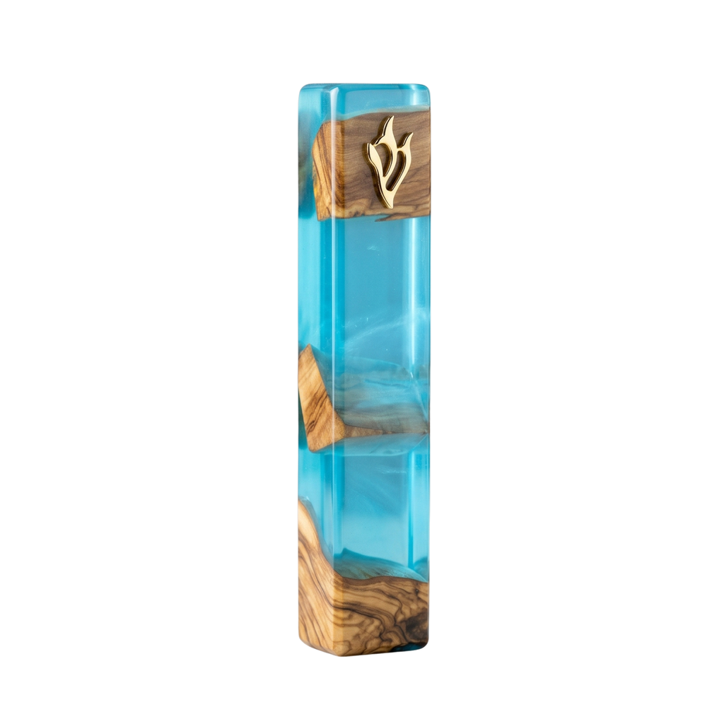 Handcrafted Olive Wood & Resin Mezuzah Case