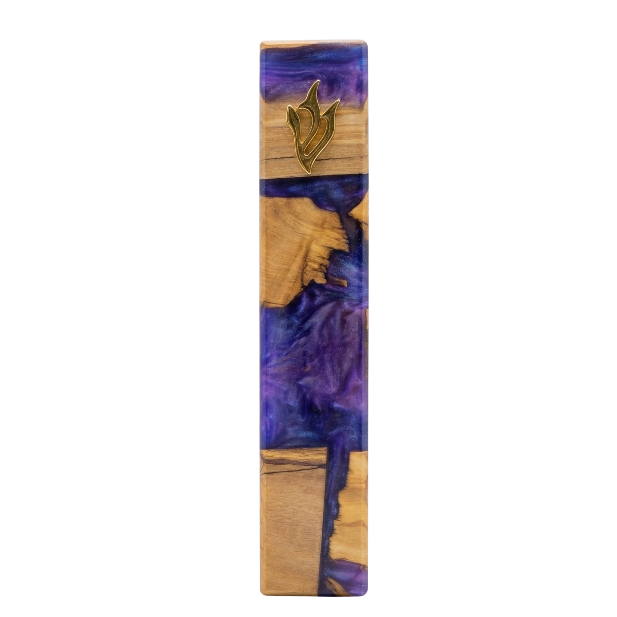 Handcrafted Olive Wood & Resin Mezuzah Case