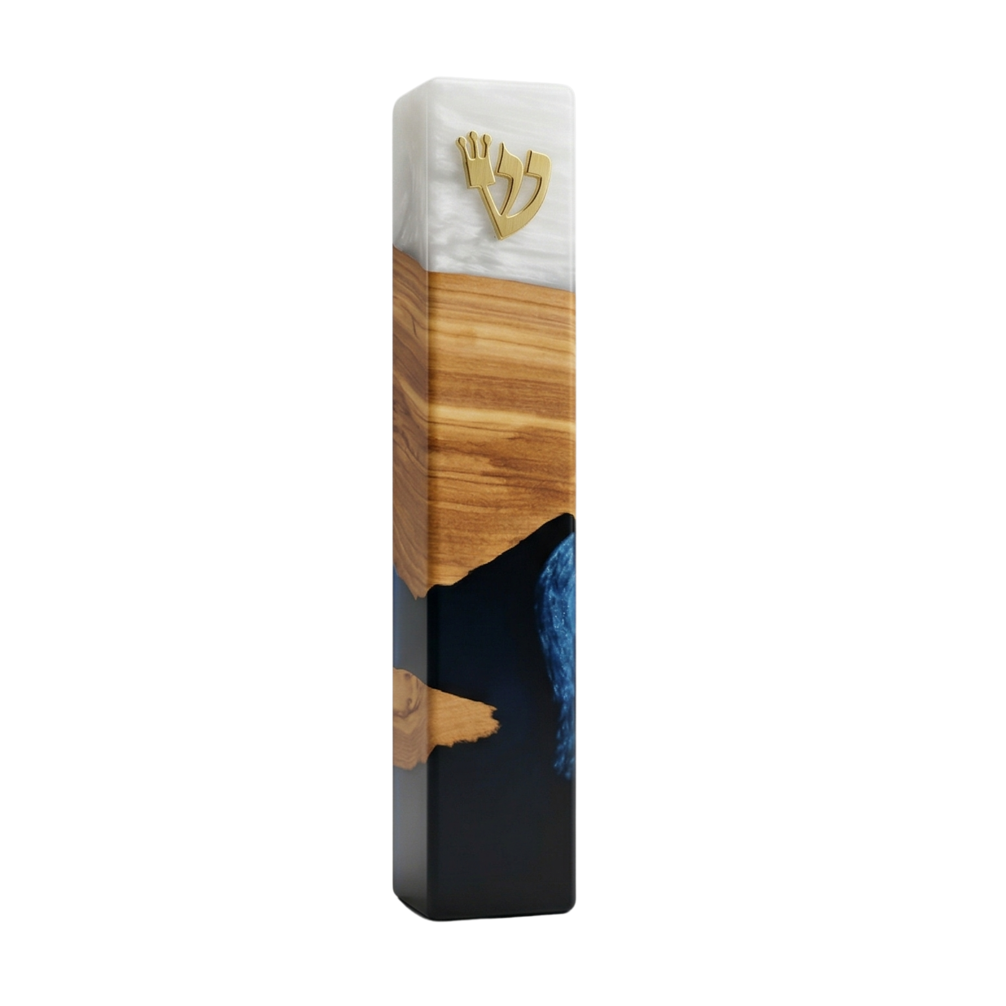 Handcrafted Olive Wood & Resin Mezuzah Case
