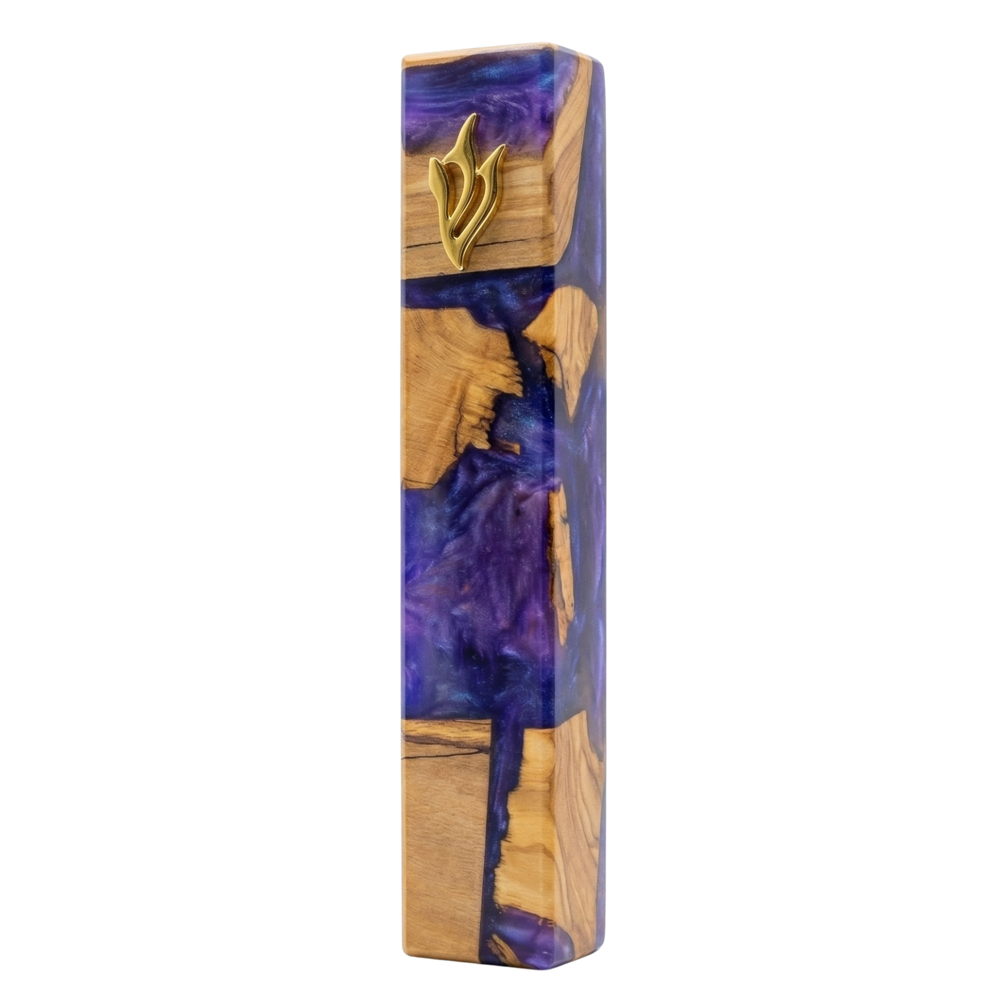 Handcrafted Olive Wood & Resin Mezuzah Case