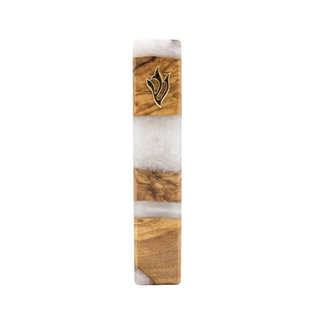Handcrafted Olive Wood & Resin Mezuzah Case
