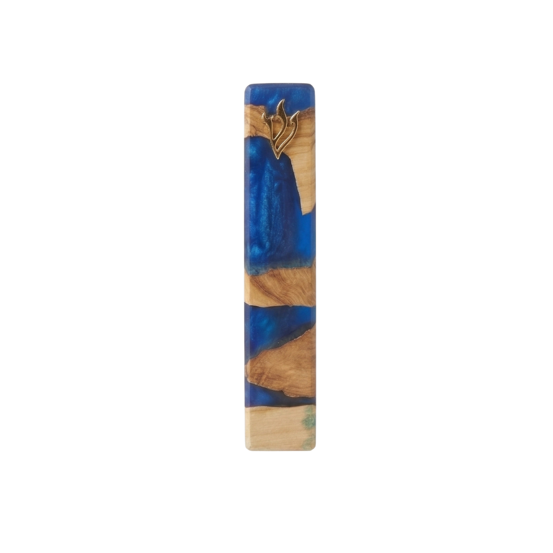 Handcrafted Olive Wood & Resin Mezuzah Case