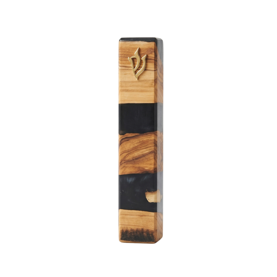 Handcrafted Olive Wood & Resin Mezuzah Case
