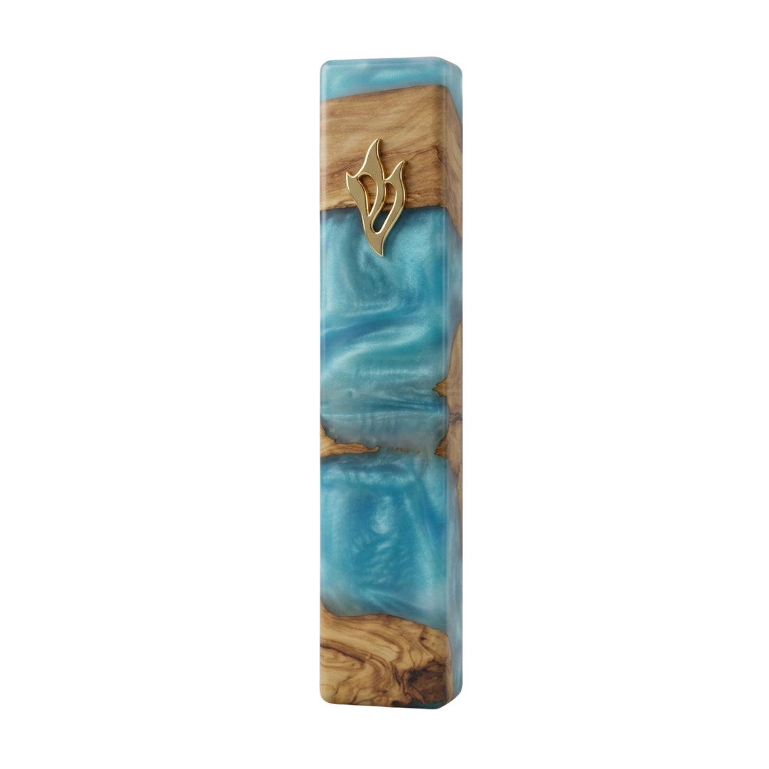 Handcrafted Olive Wood & Resin Mezuzah Case