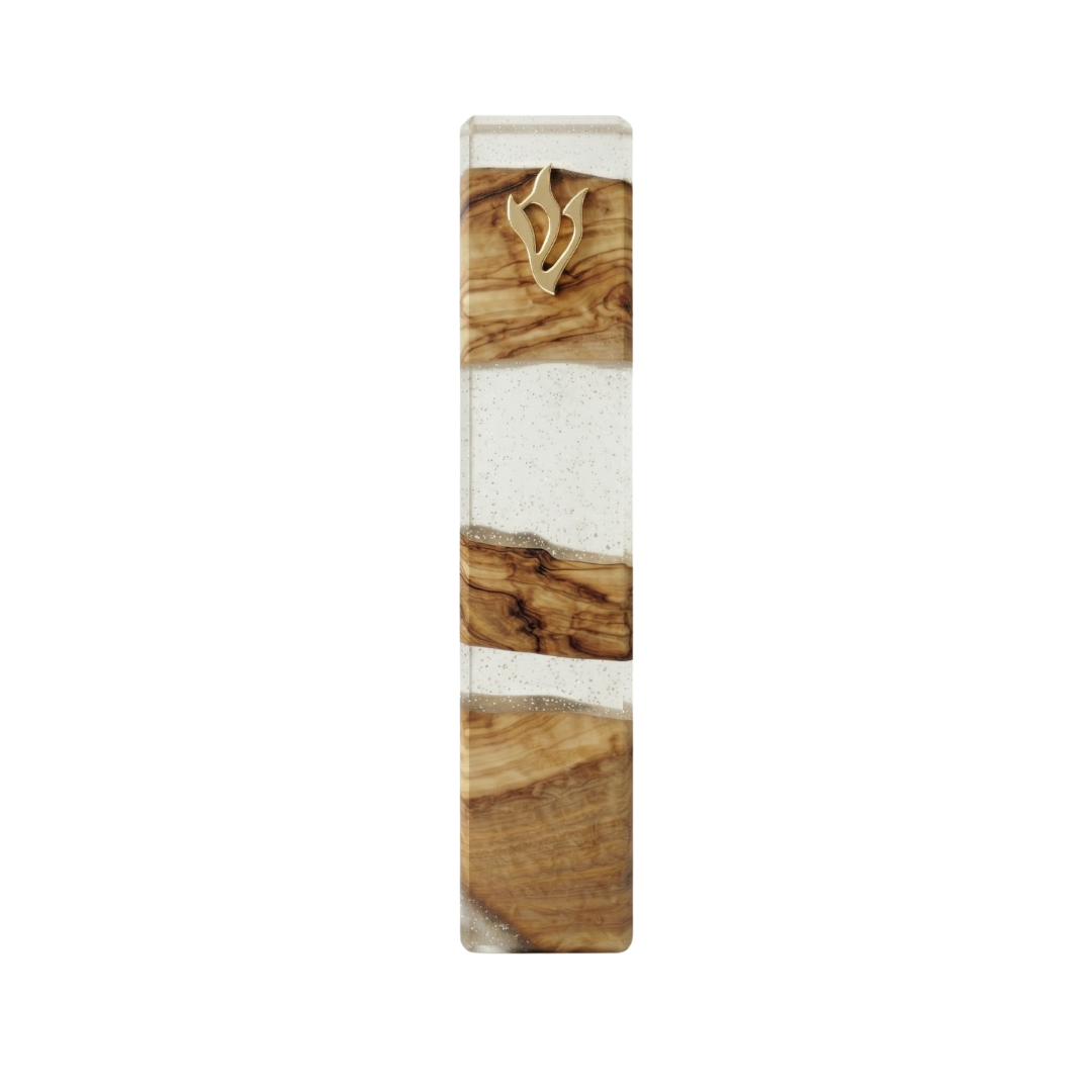Handcrafted Olive Wood & Resin Mezuzah Case